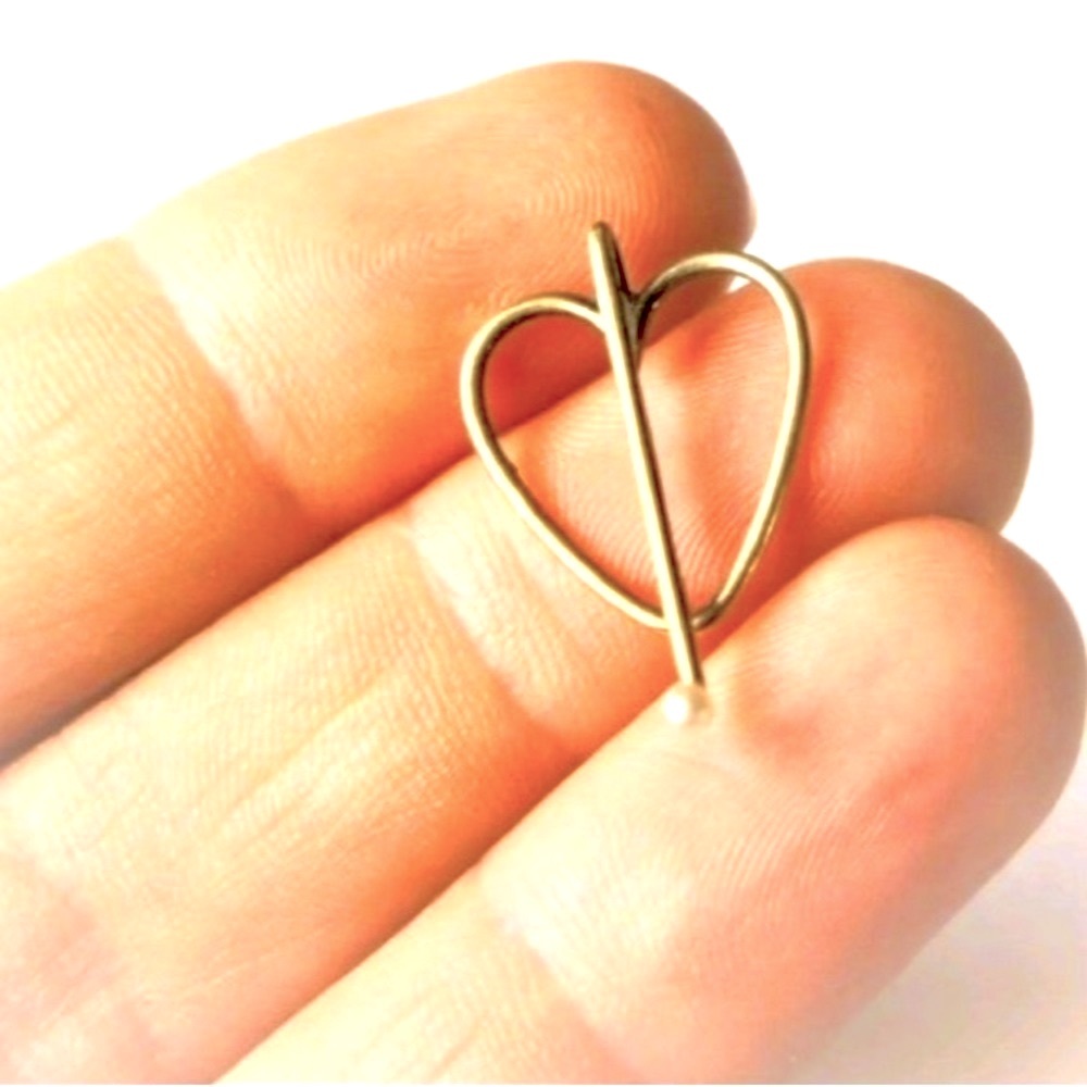VINTAGE EDWARDIAN 14K SOLID YELLOW GOLD HEART SHAPED TIE BAR SEED PEARL SO RARE! - Picture 2 of 2